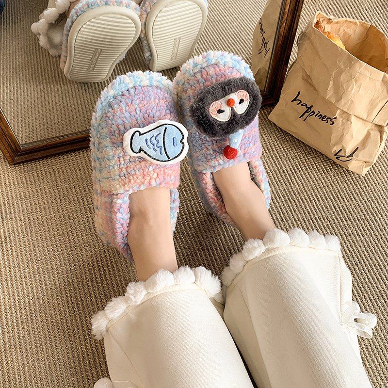 毛绒绒可爱小企鹅棉鞋女秋冬季居家软底加绒防滑保暖大码包跟鞋,女鞋,棉鞋,淘宝优惠券,粉丝福利购,淘宝优惠卷