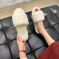 Simple and elegant black home slippers for women in autumn and winter, soft soles, anti-slip and non-shedding cotton slippers for home use, soft wool slippers thumbnail 7