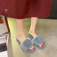 Simple and elegant black home slippers for women in autumn and winter, soft soles, anti-slip and non-shedding cotton slippers for home use, soft wool slippers thumbnail 3