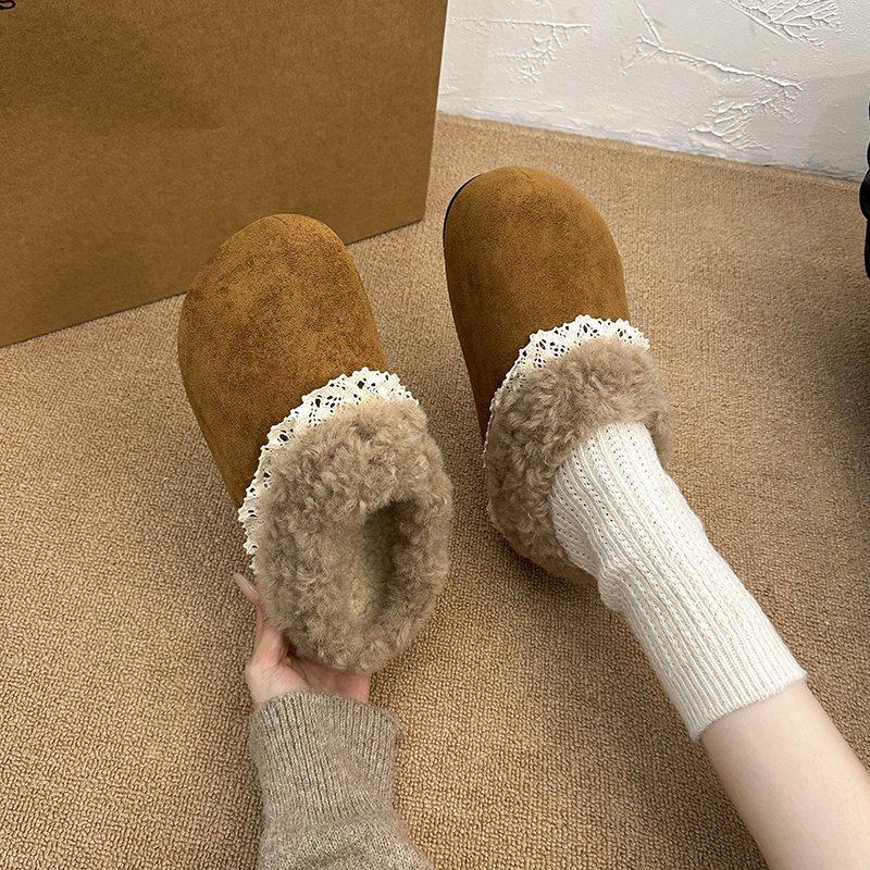 美拉德简约气质花边毛绒绒拖鞋女冬季外穿厚底防滑舒适百搭毛毛拖,女鞋,毛毛鞋,淘宝优惠券,粉丝福利购,淘宝优惠卷