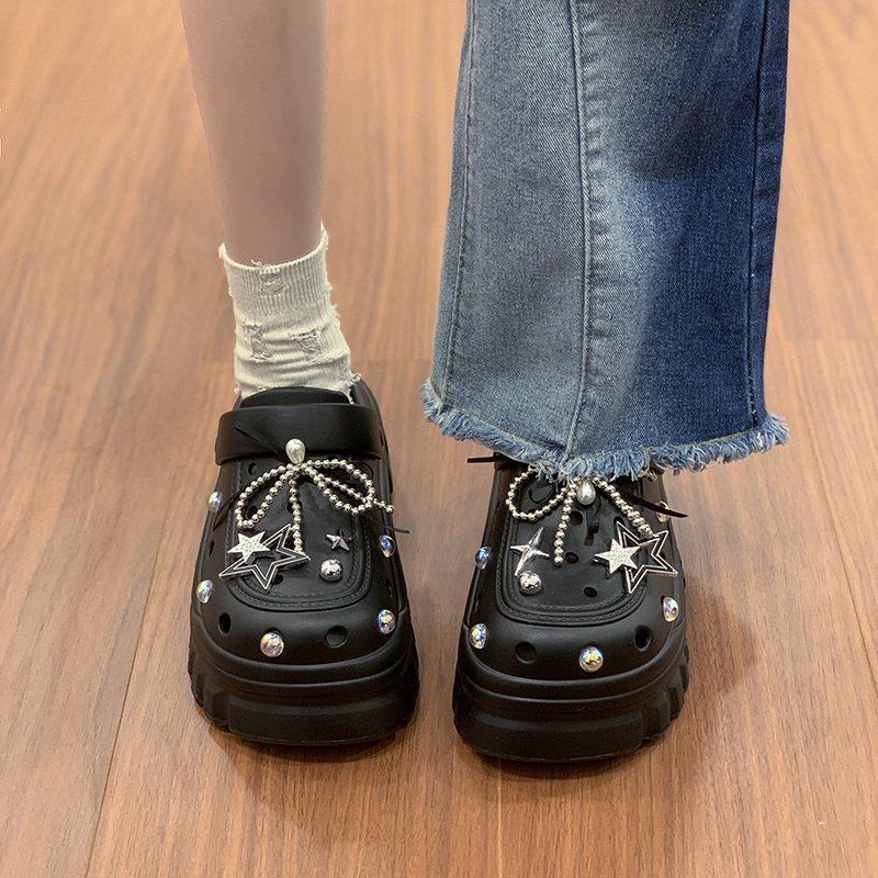 时尚感精致蝴蝶结洞洞鞋女夏季外穿耐脏防滑厚底增高可湿水凉拖鞋,女鞋,洞洞鞋,淘宝优惠券,粉丝福利购,淘宝优惠卷