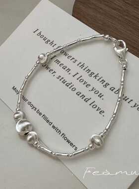 S925纯银韩版小众设计感猫眼珠手链韩国风简约时尚复古款首饰品女