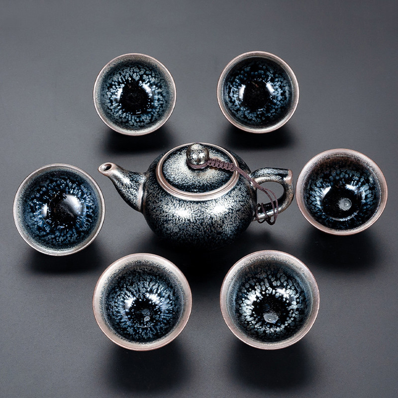 建盏茶具建窑曜变乌金茶壶茶杯套装高端新中式乔迁节送领导送长辈,餐饮具,建盏,淘宝优惠券,粉丝福利购,淘宝优惠卷