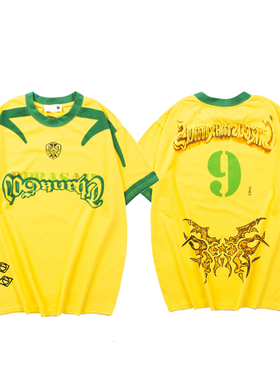 Travis Scott Cactus Jack乌托邦巴西9号球衣短袖T恤oversize男女