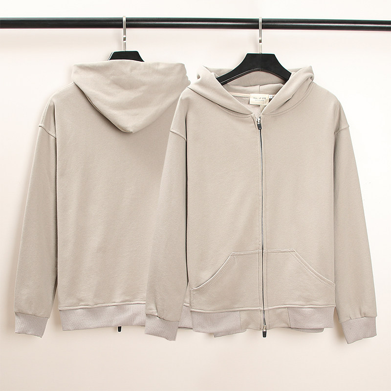 가을 겨울 리치 플레인 컬러 FOG 하이 스트리트 트렌디 브랜드 후드 가디건 에센셜 남성과 여성을 위한 루즈한 어깨 스웨트 셔츠