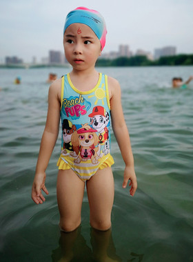 亏本处理的 y单狗狗队连体花边背心泳衣女童泳装小砾天天毛毛