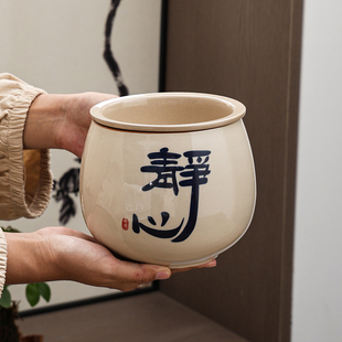 茶水废水缸陶瓷茶渣缸带过滤茶台桌面干湿分离垃圾桶烟灰缸建水盂