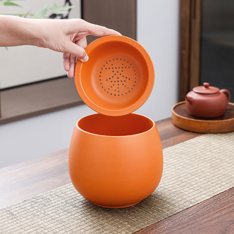 陶瓷茶渣缸桌面家用茶水分离带过滤水盂废水桶烟灰缸茶具配件茶洗