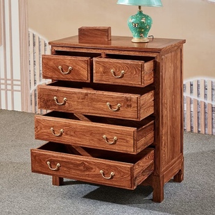 红木五斗柜刺猬紫檀衣橱花梨木素面中式雕花储物抽屉收纳柜木式柜