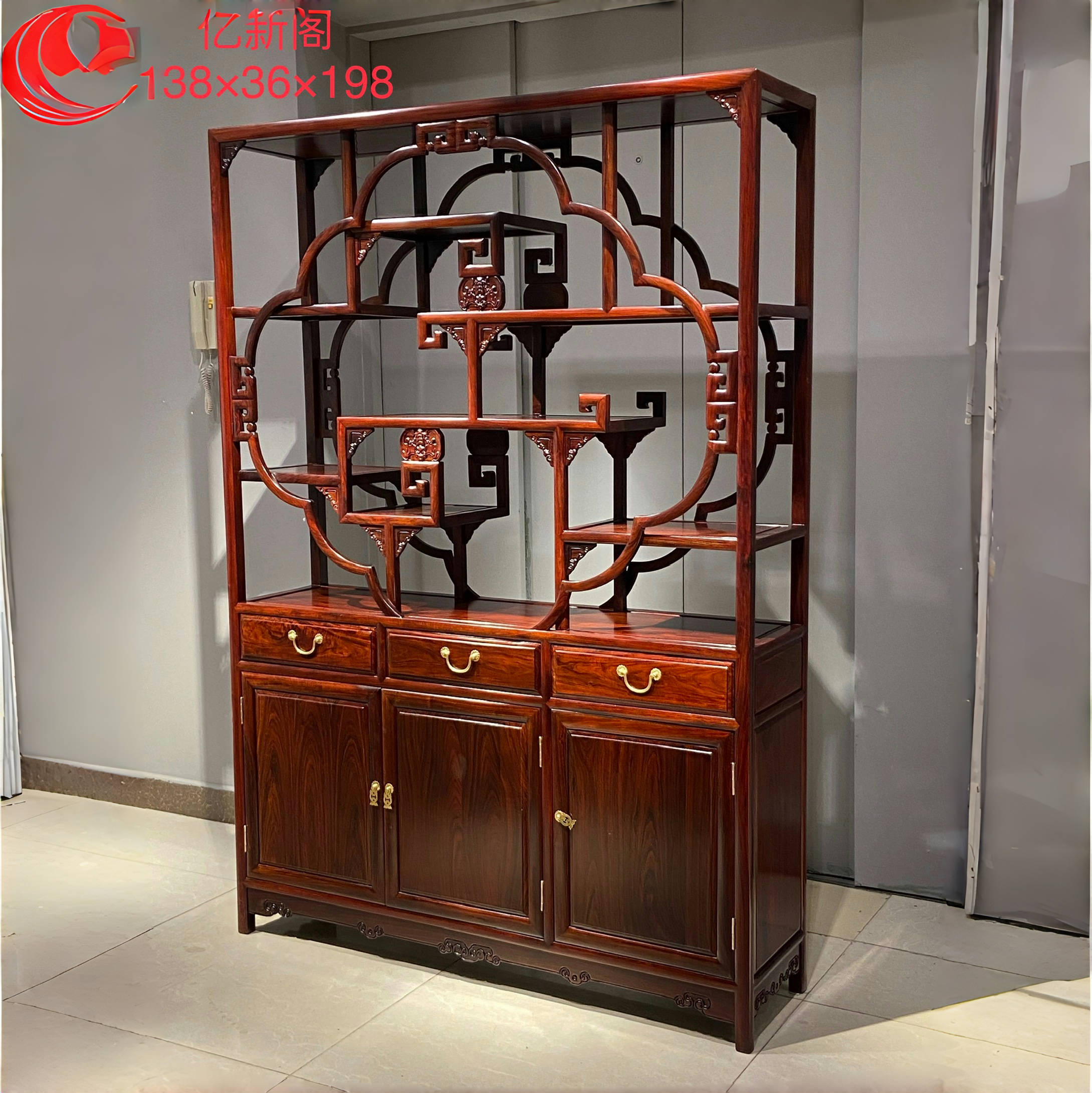 红木博古架刺猬紫檀实木多宝阁花梨木古董架玄关柜中式边柜玄关柜