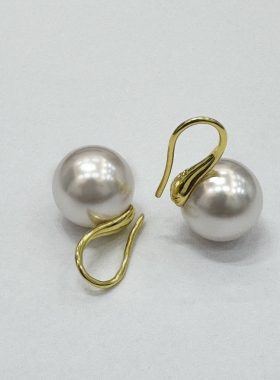 12-13mm曼塔玫瑰色珍珠高跟鞋耳钩ESA505