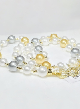 8+10mm莫兰迪混彩满天星八字扣珍珠60cm长项链XLA316