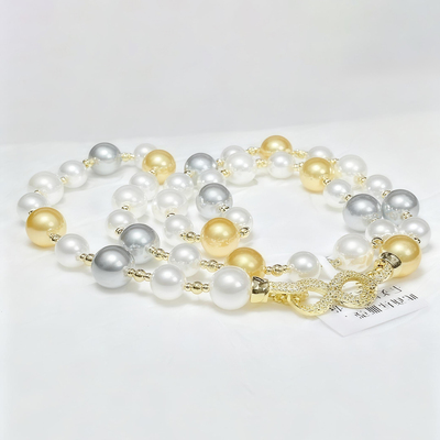 8+10mm莫兰迪混彩满天星八字扣珍珠60cm长项链XLA316