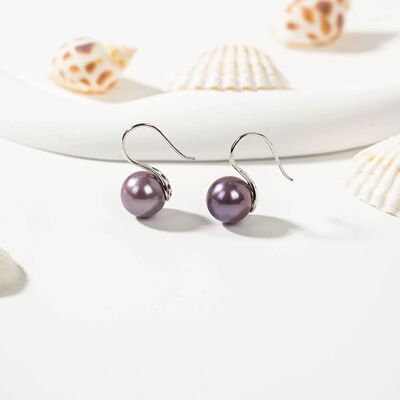 12-13mm蓝莓紫高跟鞋珍珠耳钩ESB403