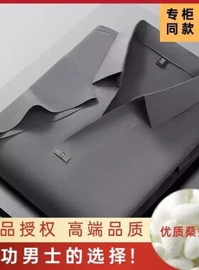 夏季男士无痕冰丝桑蚕丝免烫T恤