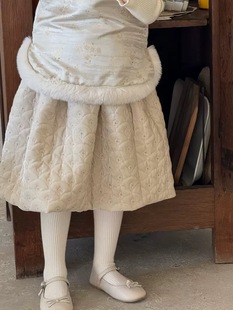 女童钉珠丝绒裙子 女童夹棉加厚百搭半身裙 冬季 新品