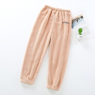 秋冬暖暖裤男女儿童毛绒睡裤摇粒绒裤子小童中童大童珊瑚绒家居裤