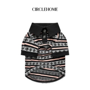 CIRCLEHOME宠府 T潮宠物衣服狗狗衣服 POLO翻领短袖 春夏条纹打底衫