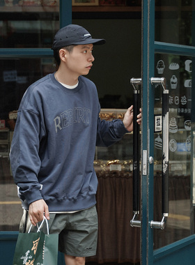 rebirth创意字母印花长袖圆领卫衣男tx春秋款日系青少年灰色上衣