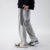 烦恼 男 嘻哈宽松休闲百搭运动裤 Octopusl美式 三杠条黑灰基础卫裤