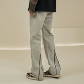 烦恼 子男 直筒宽松vibe高街复古长裤 Octopusl美式 微喇拉链伐木裤