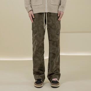 直筒宽松街头复古vibe长裤 烦恼 微喇长裤 迷彩工装 男 Octopusl美式