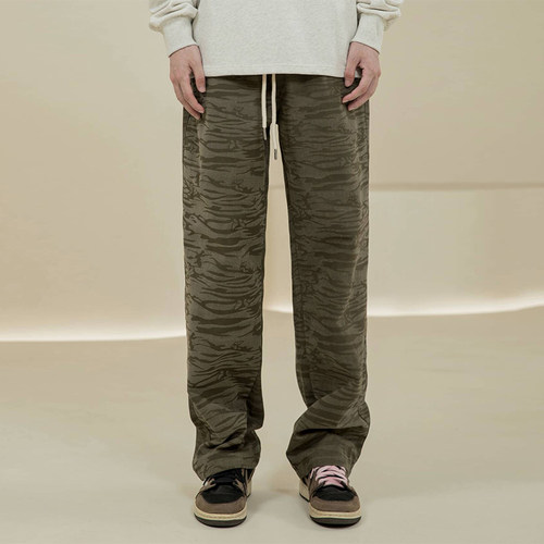 烦恼的Octopusl秋季直筒迷彩虎纹工装长裤美式复古街头宽松裤子男