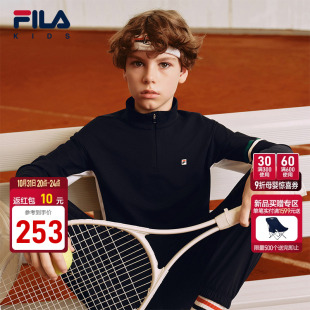 男童中大童网球运动立领上衣 新款 FILA斐乐儿童长袖 T恤2025年秋季