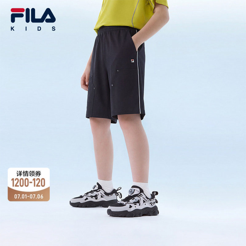 FILA斐乐儿童童装短裤2026年夏季新款男童中大童方格纹休闲五分裤 - 实物图