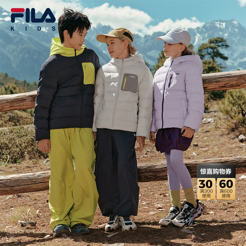 轻暖绒|FILA斐乐儿童轻薄羽绒服2026新款男女童防水外套排骨羽绒