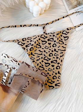 豹纹无痕内裤女2024新款棉裆性感纯欲t字裤透气大码中低腰三角裤