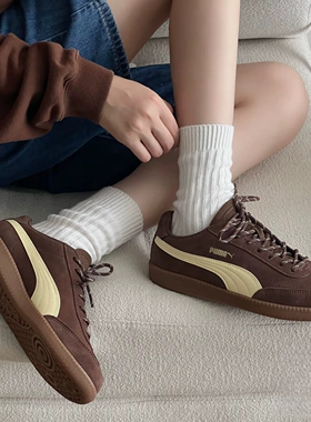 PUMA彪马新款男女同款复古薄底翻毛皮T头鞋休闲鞋德训鞋406756