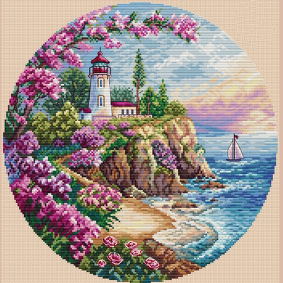 弹弹十字绣 D1385梦想海岸 自配DMC/R线十字绣套件 非印花