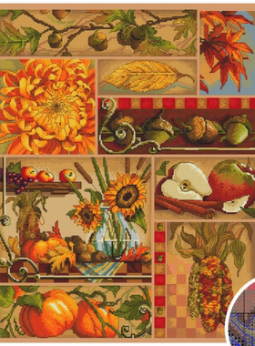 弹弹十字绣 自配DMC线/R线十字绣套件 非印花 D0429四季之秋