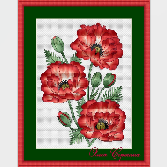 弹弹十字绣 D0647殷红的罂粟花 自配DMC线/R线十字绣套件 非印花