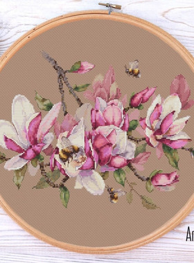 弹弹十字绣 自配DMC线/R线十字绣套件 非印花 D0325玉兰花