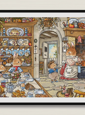 弹弹十字绣 自配DMC线/R线十字绣套件 非印花 D0506彼得兔-餐厅