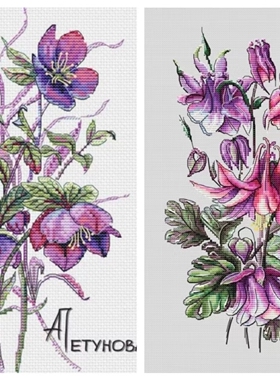 弹弹十字绣 自配DMC线/R线十字绣套件非印花 D0251紫色野花2图