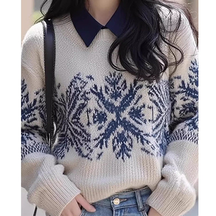 杏色提花毛衣女秋冬2025新款法式复古小香风叠穿肌理感针织衫上衣,女装/女士精品,毛针织衫,淘宝优惠券,粉丝福利购,淘宝优惠卷