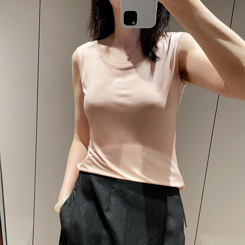 2025夏季新品圆领32针真丝针织背心女款气质桑蚕丝松弛感无袖上衣