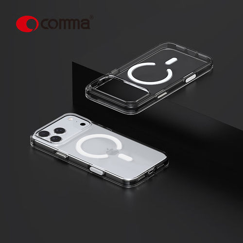 珂玛（comma）元享系列磁吸17保护壳带触控按键适用于苹果iPhone17ProMax透明硬手机壳
