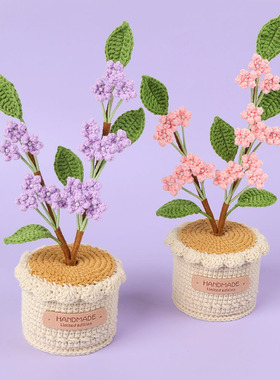 成品手工满天星盆栽家居办公装饰钩织花仿真满天星送闺蜜女友礼物