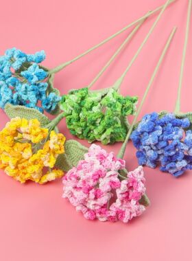 手工针织毛线绣球仿真花家居摆件花束婚庆节日礼品编织花伴手礼