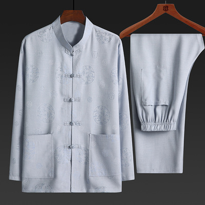 新中式晨练服太极服t爷爷