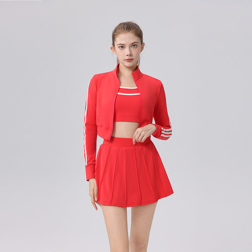 网球服套装女长袖秋冬运动三件套健身跑步高尔夫网球服外套上衣女
