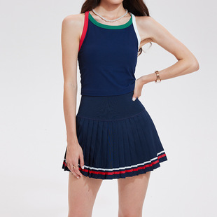 防震撞色工字背心运动一体式 内衣跑步健身网球裙半身裙网球服套装