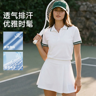 网球裙套装女2026春季新款宽松短袖休闲百褶裙户外运动高尔夫套装