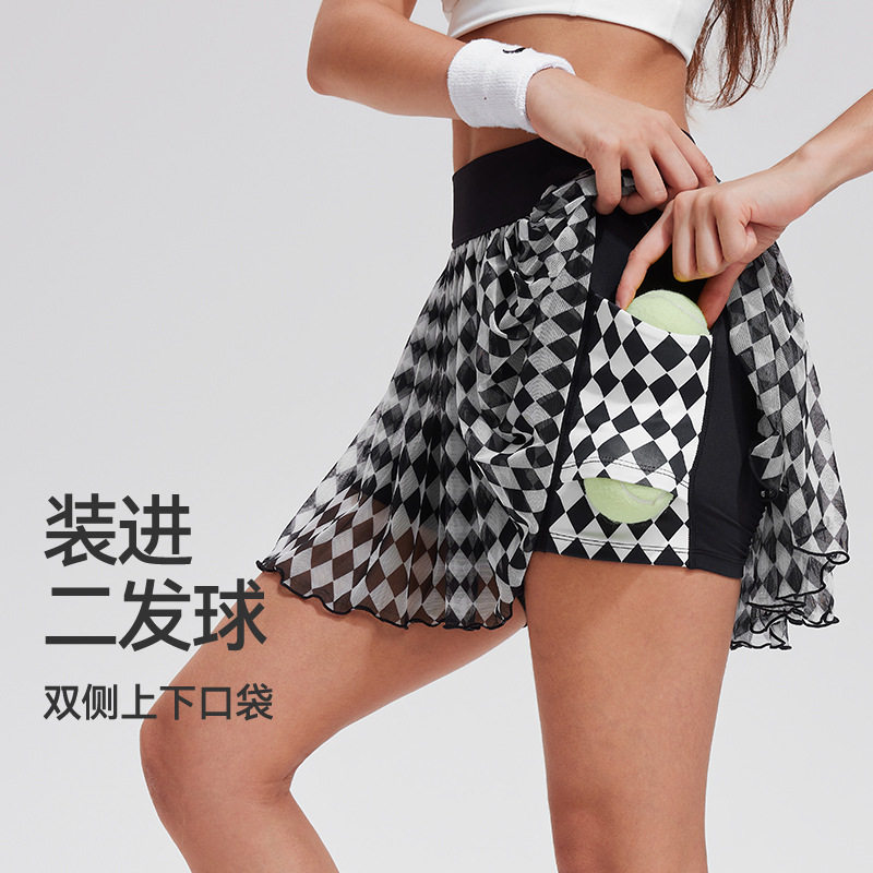 方格运动短裙防走光速干透气羽毛球裙网纱健身裙户外高尔夫网球裙,运动服/休闲服装,运动半身裙,淘宝优惠券,粉丝福利购,淘宝优惠卷