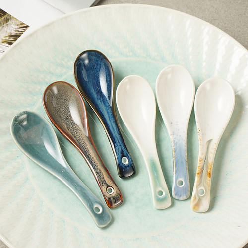 陶瓷勺子家用调羹勺小汤勺饭勺餐厅小勺子商用汤匙高颜值日式餐具