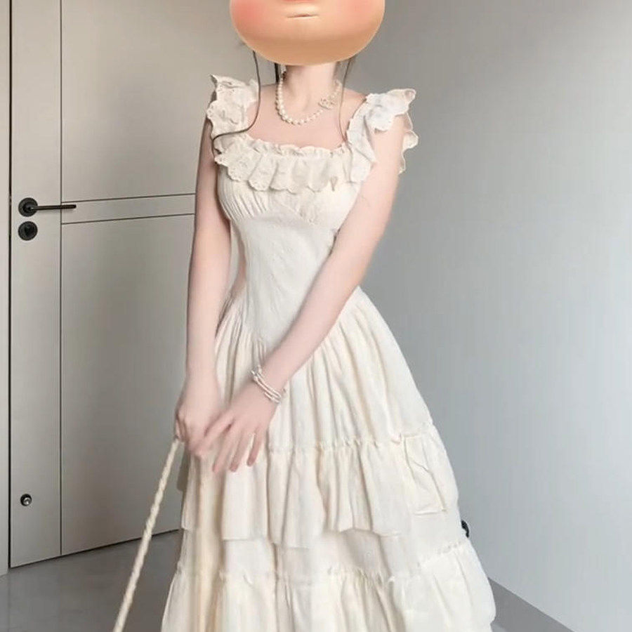 法式温柔风露背洋装女夏